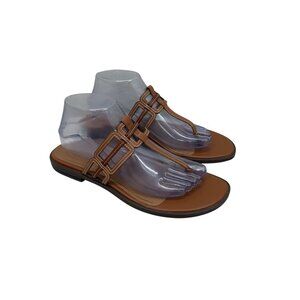 Vionic Alvana Leather T Strap Toe Post Thong Sandals Shoes Womens size 9